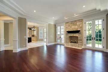 Hardwood flooring across a large open living space